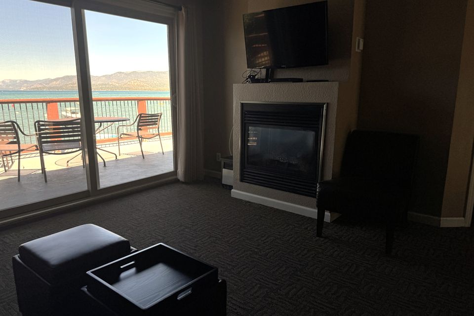 Lake-view 1-Bedroom at The Beachcomber Inn, looking out at Lake Tahoe