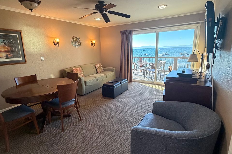 1-Bedroom, sleeps 6 at The Beachcomber Inn, looking out at Lake Tahoe